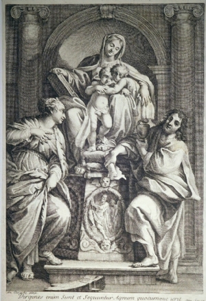 The Virgin, Jesus and John the Baptist with Saint Catherine and Saint John - Annibale Carracci (after)